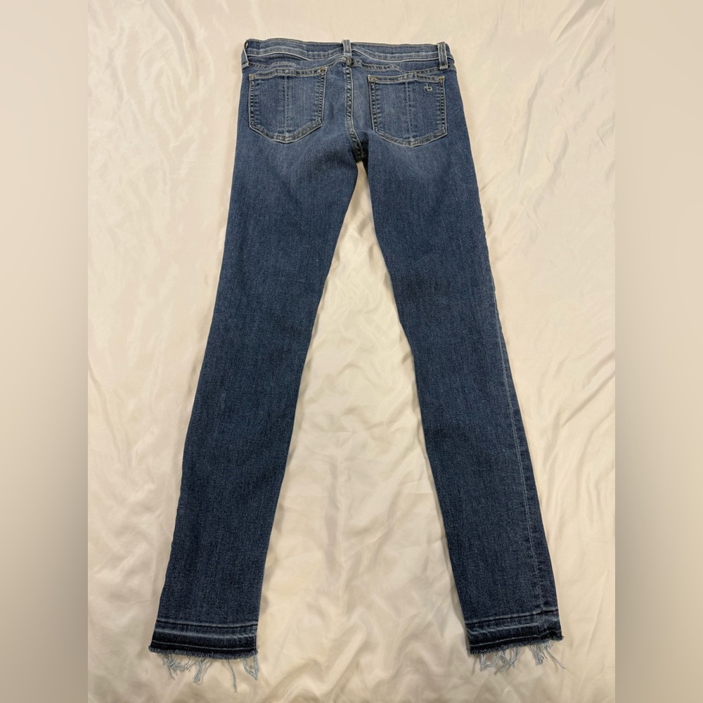 rag & bone Low Rise Ankle Skinny Jeans 27 Medium Wash Frayed Hem - Picture 8 of 13